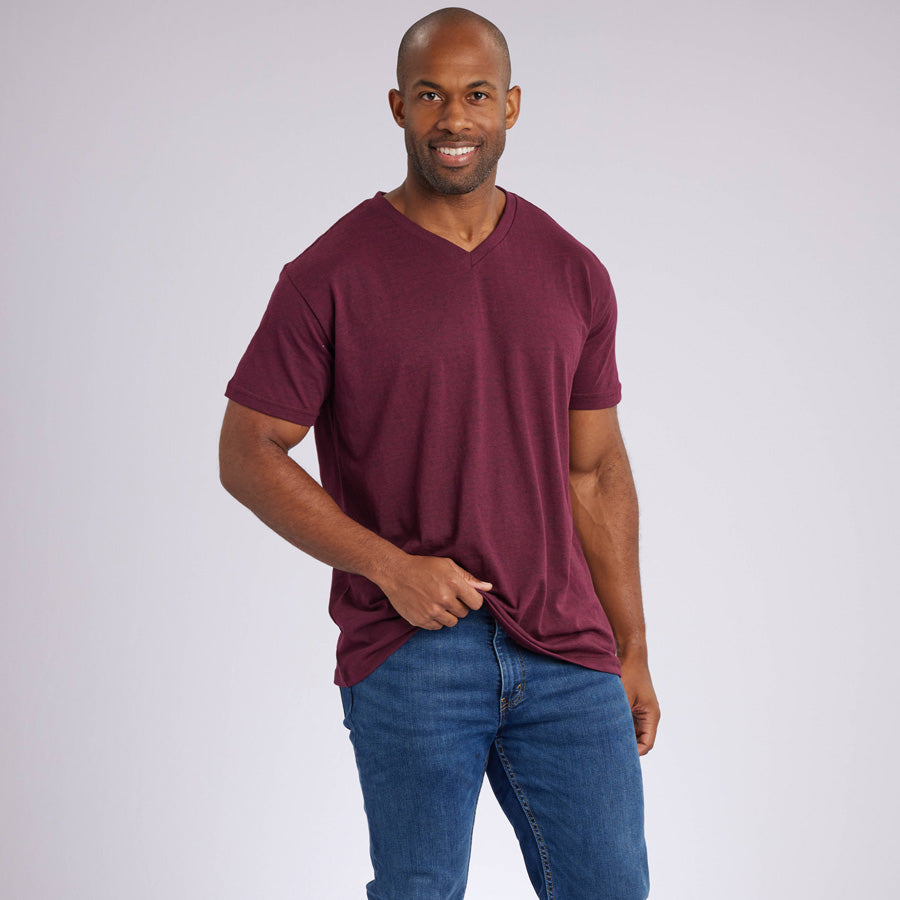 Heather Maroon Signature V-Neck Tee