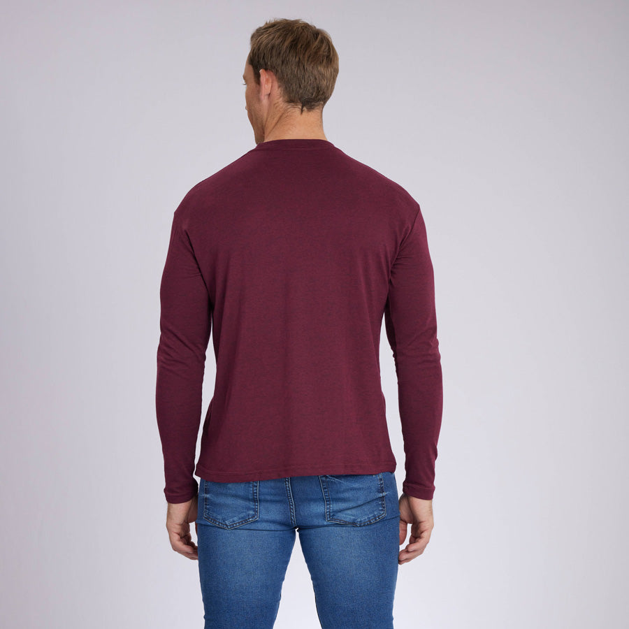 Heather Maroon Signature Long Sleeves Crew Neck Tee