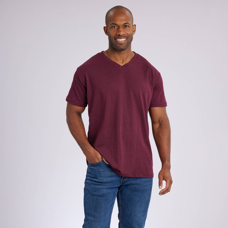 Heather Maroon Signature V-Neck Tee