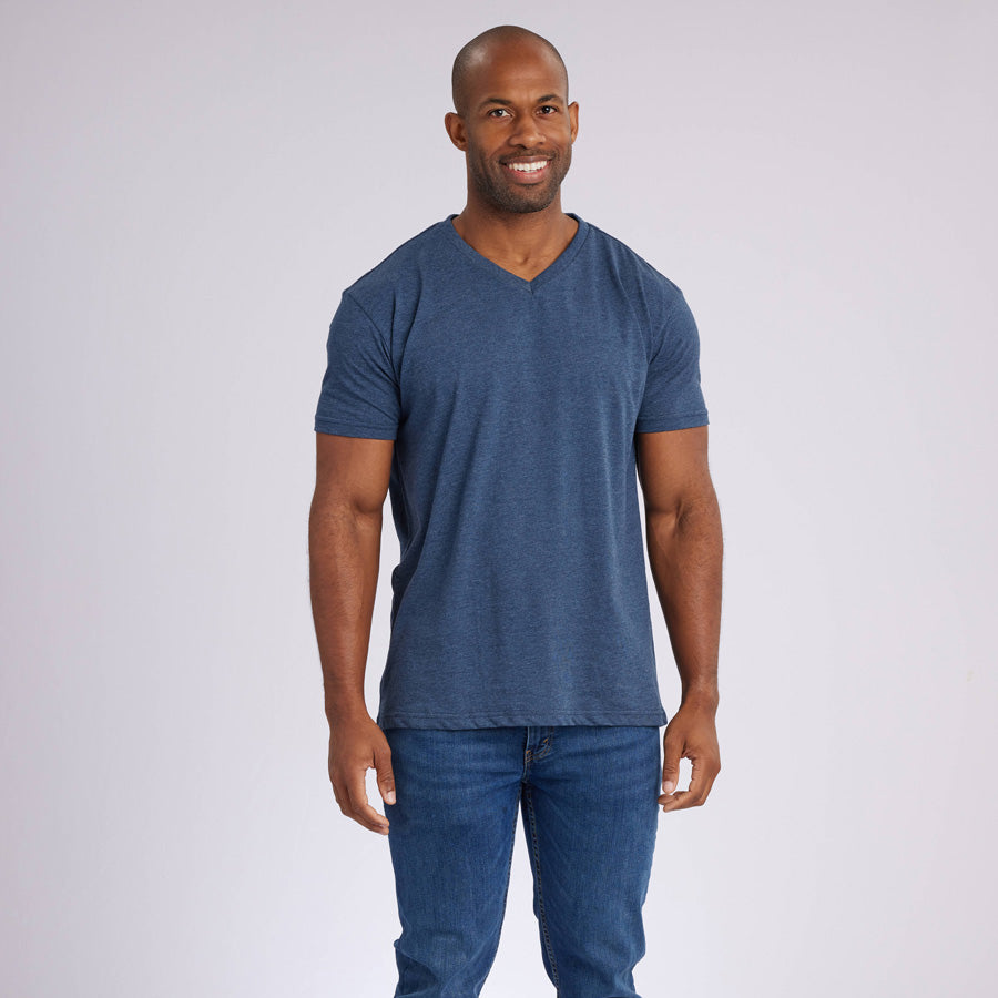 Heather Navy Signature V-Neck Tee