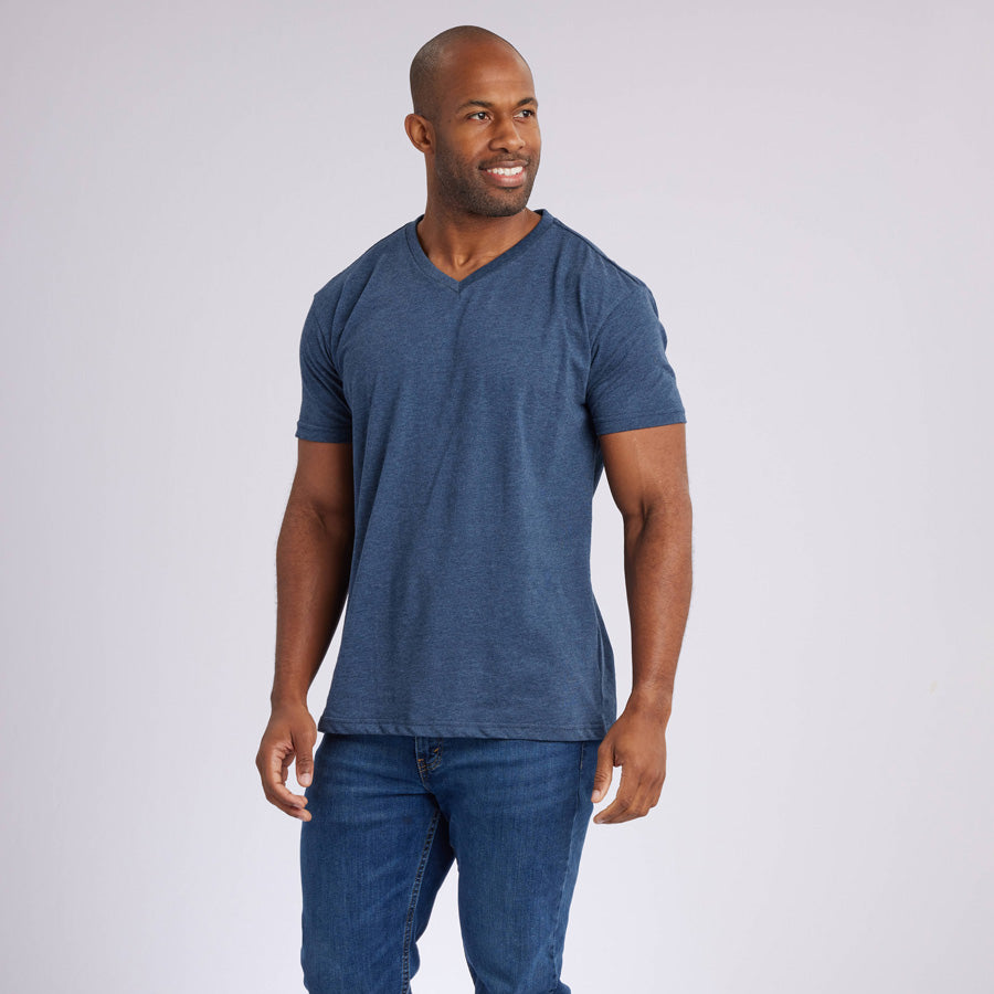 Heather Navy Signature V-Neck Tee