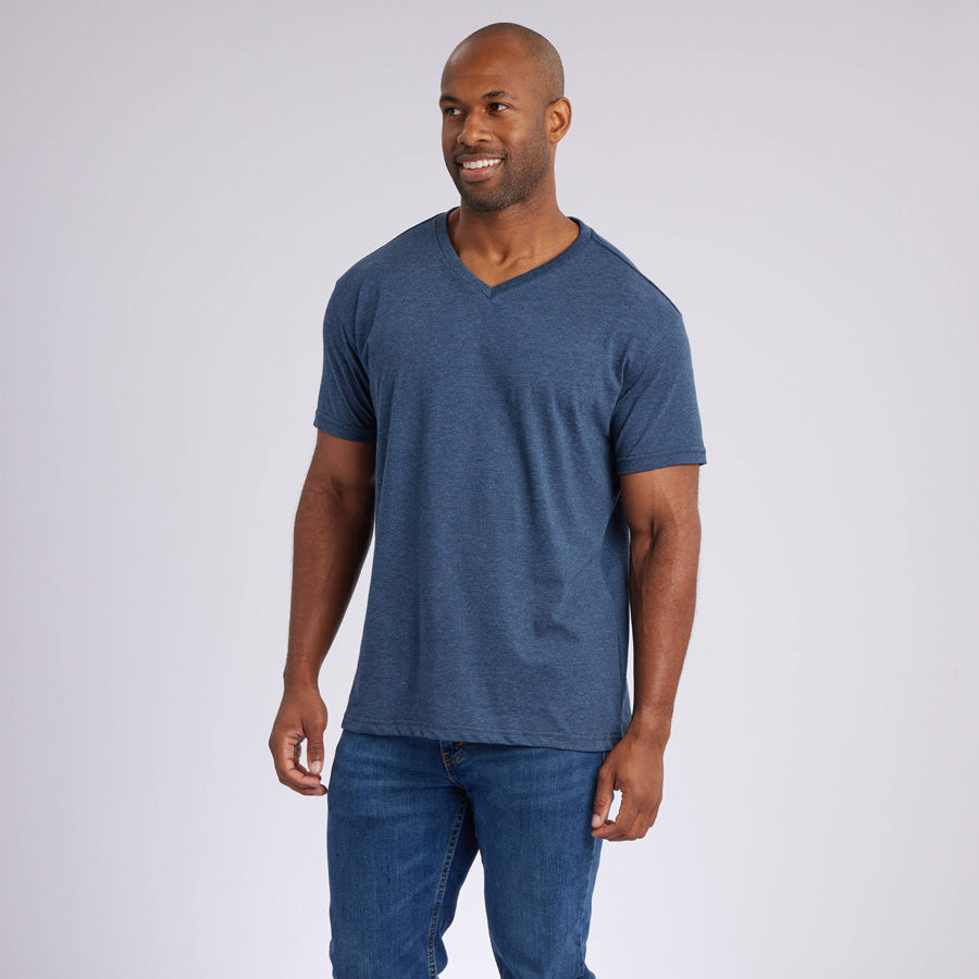 Heather Navy Signature V-Neck Tee