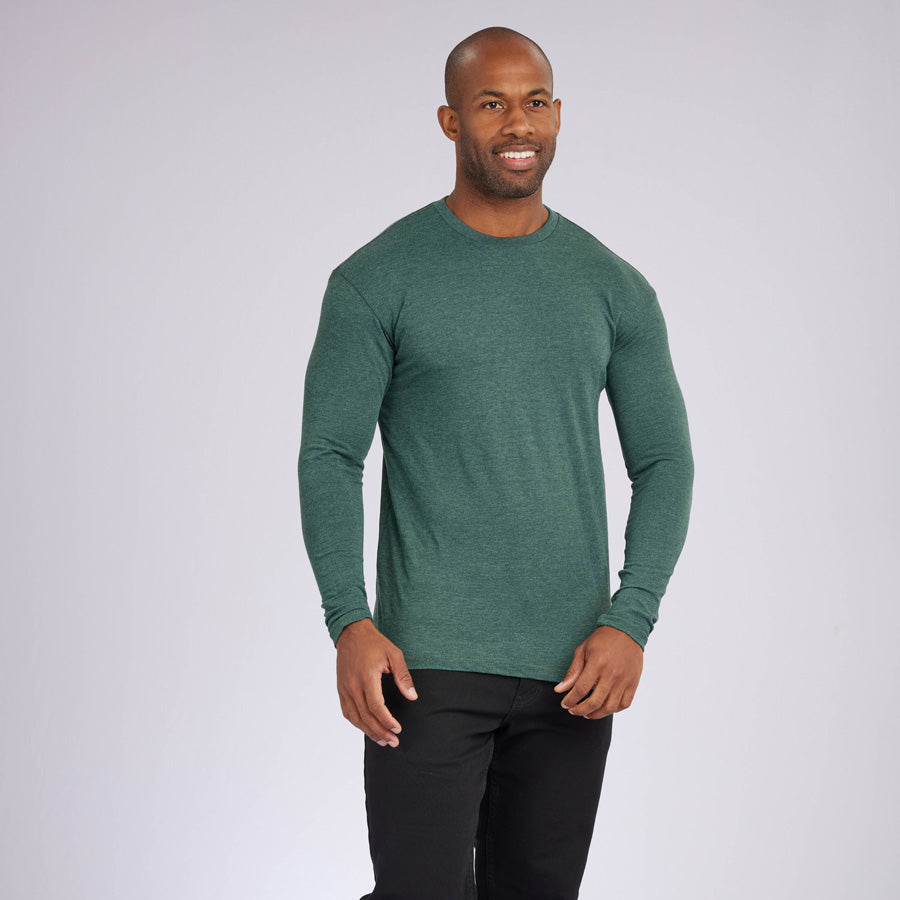 Heather Olive Signature Long Sleeves Crew Neck Tee