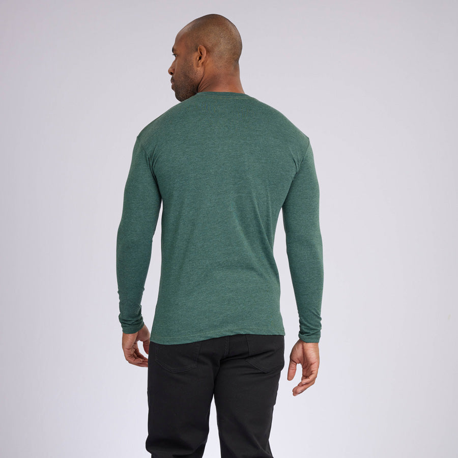 Heather Olive Signature Long Sleeves Crew Neck Tee