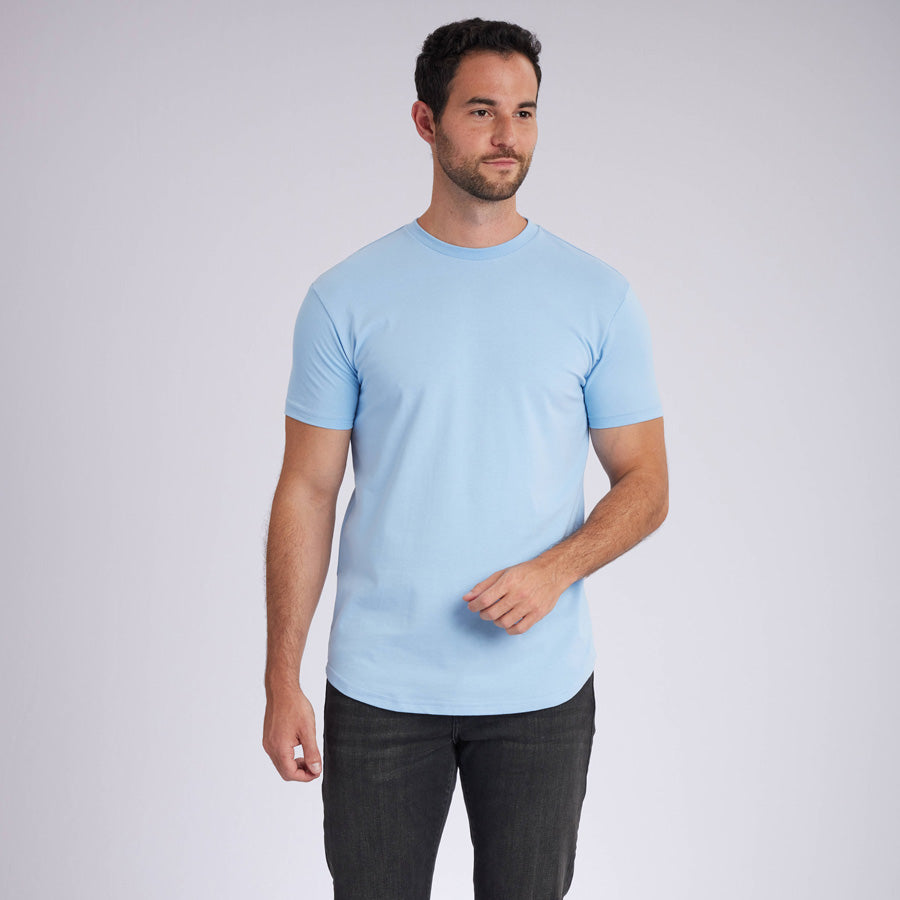 Ice Blue Signature Curve Hem Crew Neck Tee