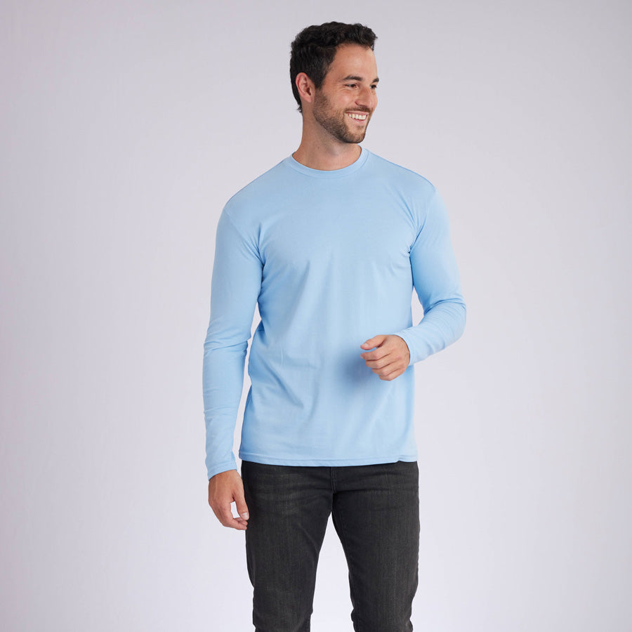 Ice Blue Signature Long Sleeves Crew Neck Tee