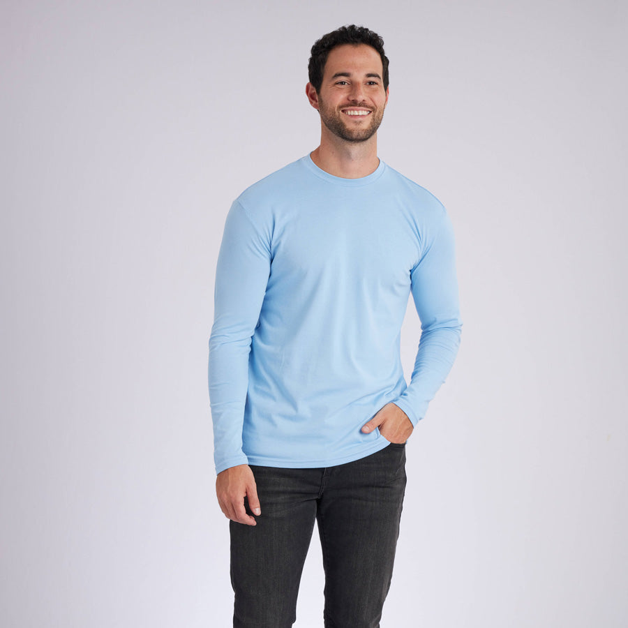 Ice Blue Signature Long Sleeves Crew Neck Tee