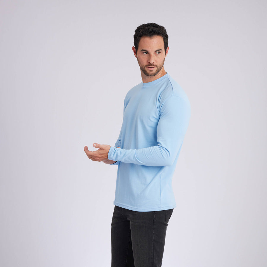 Ice Blue Signature Long Sleeves Crew Neck Tee