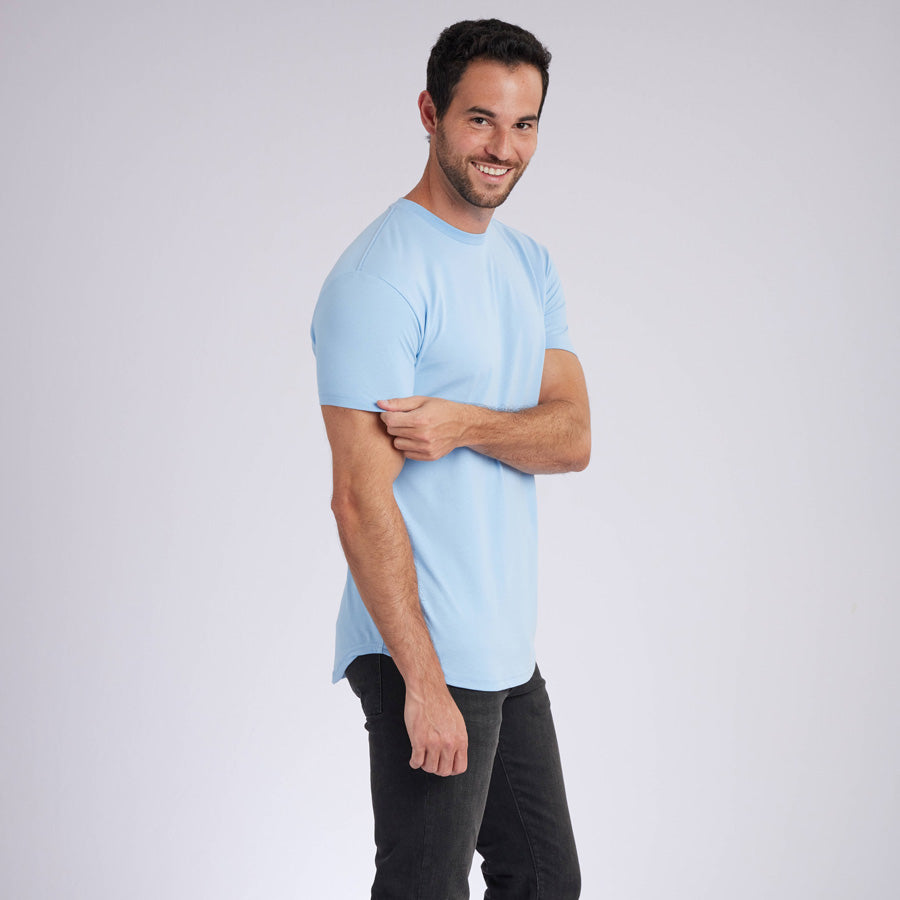 Ice Blue Signature Curve Hem Crew Neck Tee