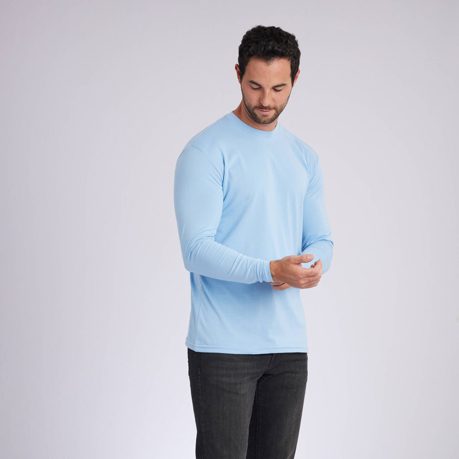 Ice Blue Signature Long Sleeves Crew Neck Tee