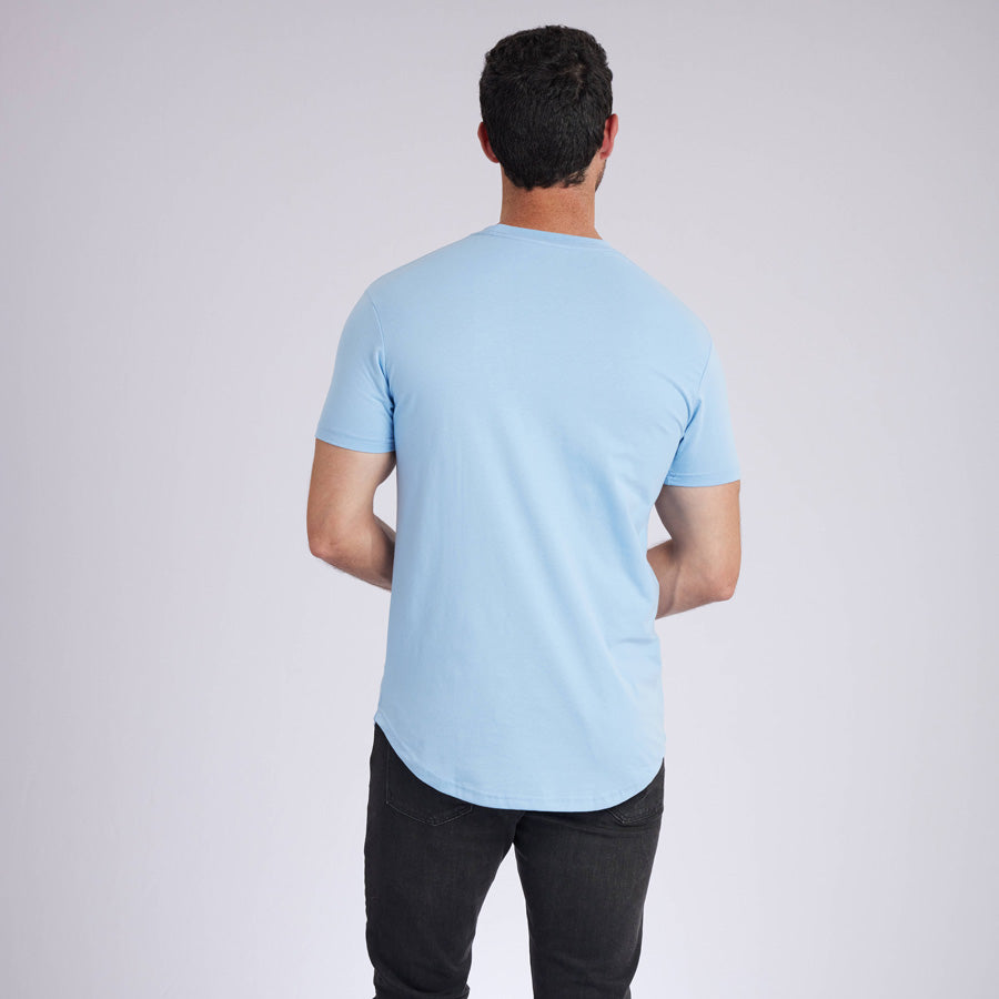 Ice Blue Signature Curve Hem Crew Neck Tee