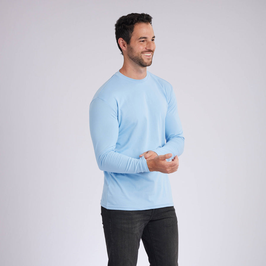 Ice Blue Signature Long Sleeves Crew Neck Tee