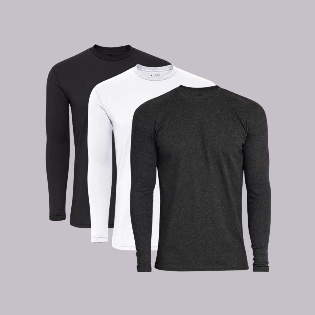 Essential Trio Signature Long Sleeves Crew Neck Tees 3-Pack