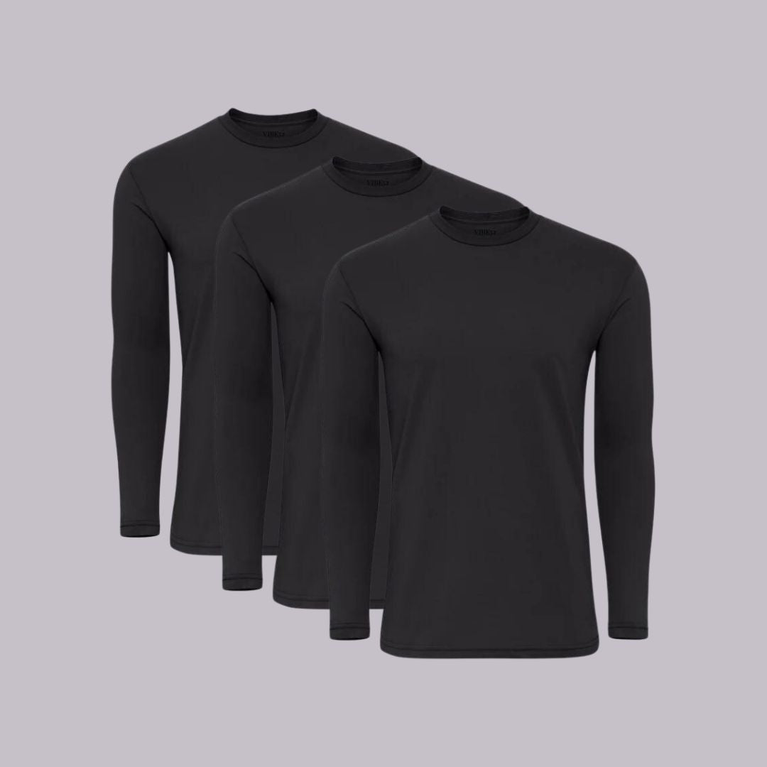 Black Signature Long Sleeves Crew Neck Tees 3-Pack