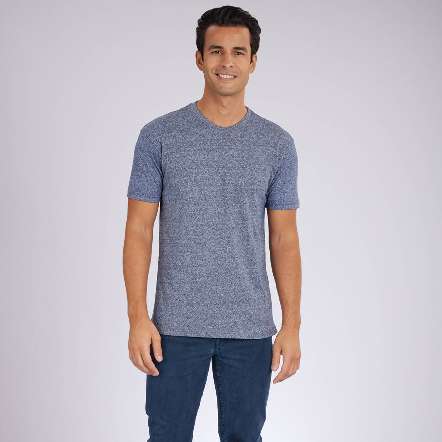 Marled Navy Signature Crew Neck Tee