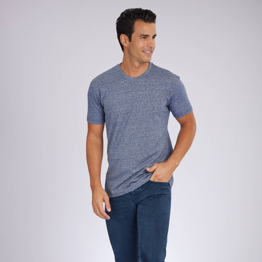 Marled Navy Signature Crew Neck Tee