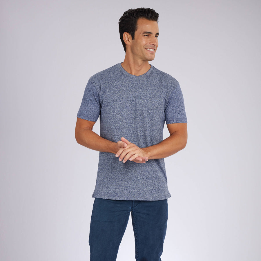 Marled Navy Signature Crew Neck Tee