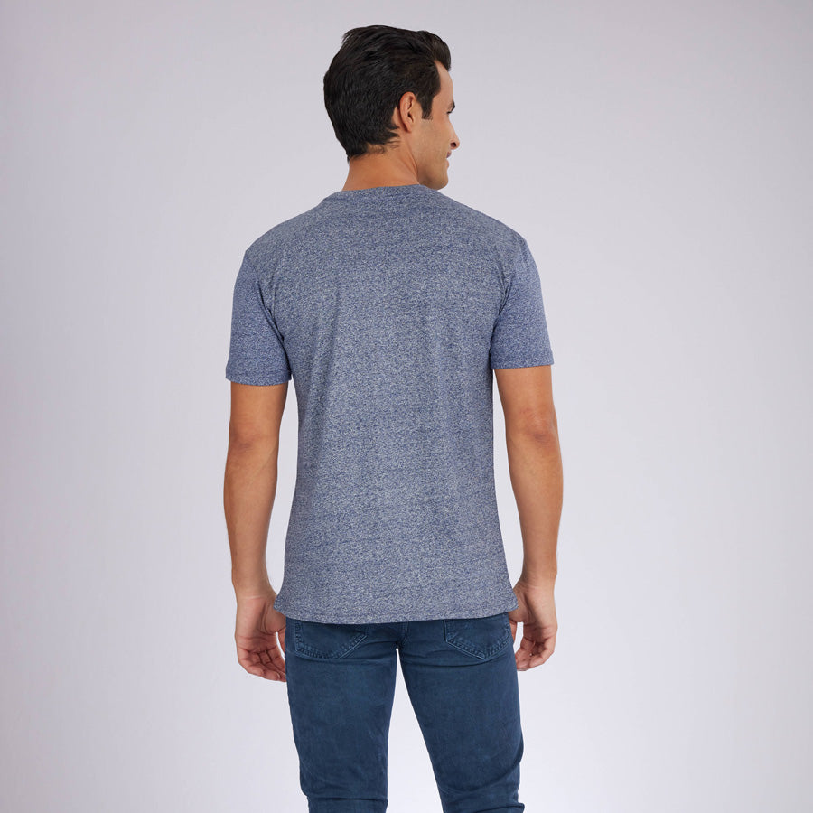 Marled Navy Signature Crew Neck Tee