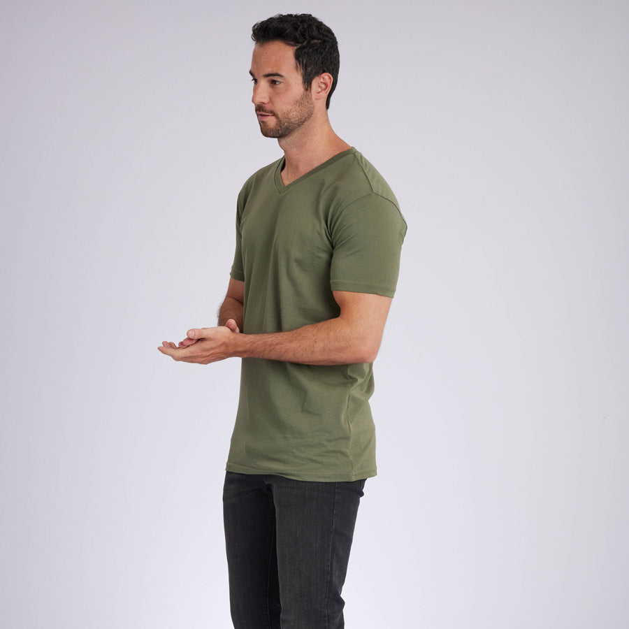 Military Green Signature V-Neck Tee