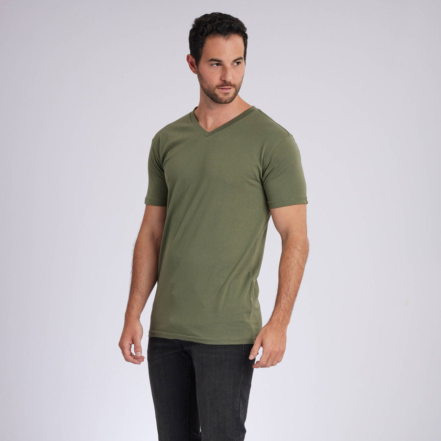 Military Green Signature V-Neck Tee