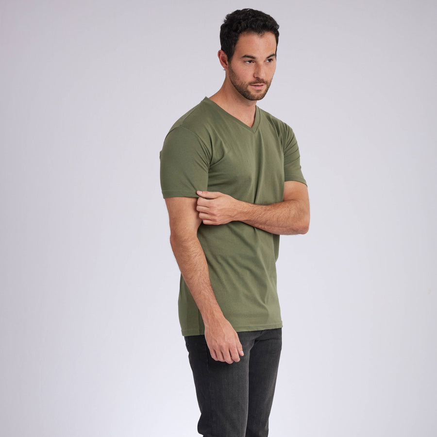 Military Green Signature V-Neck Tee