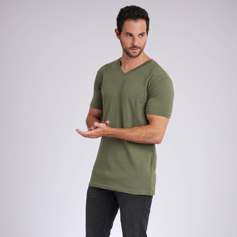 Military Green Signature V-Neck Tee