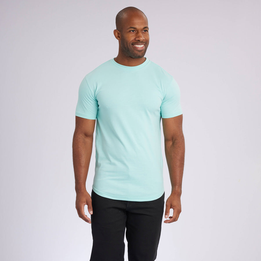 Mint Signature Curve Hem Crew Neck Tee