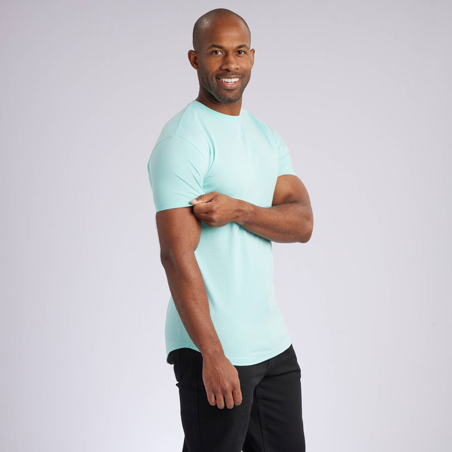 Mint Signature Curve Hem Crew Neck Tee