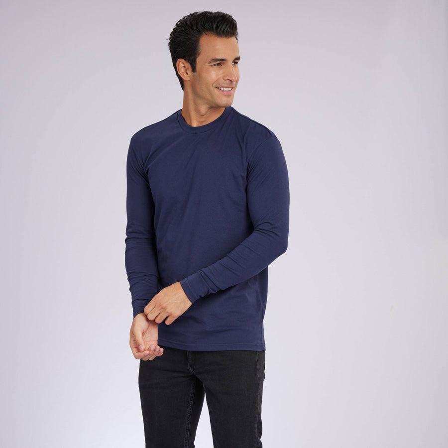 Navy Signature Long Sleeves Crew Neck Tee