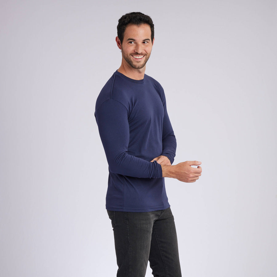 Navy Signature Long Sleeves Crew Neck Tee