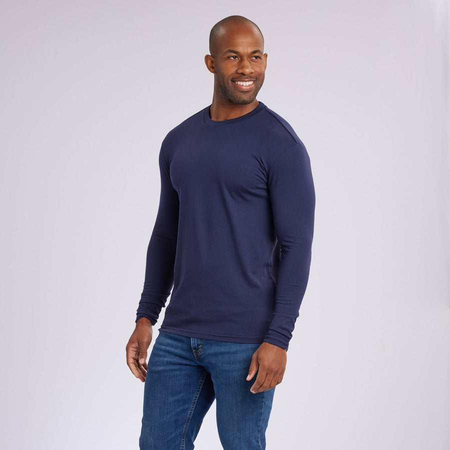 Navy Signature Long Sleeves Crew Neck Tee