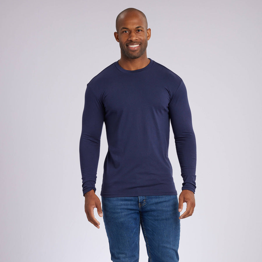 Navy Signature Long Sleeves Crew Neck Tee