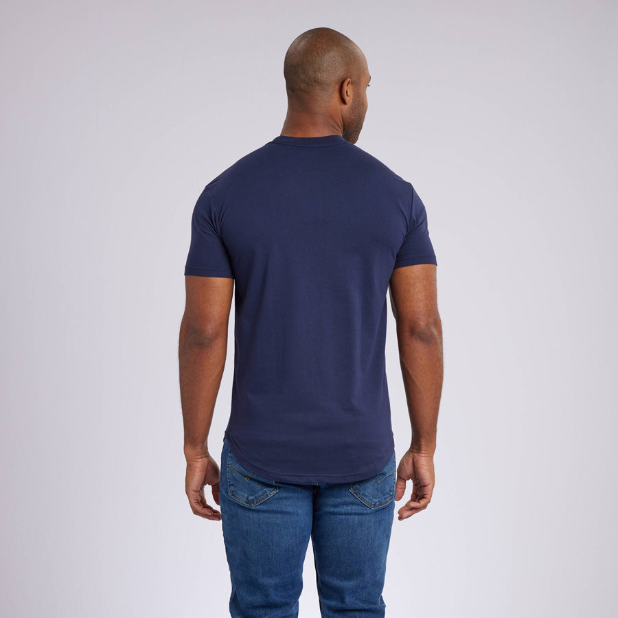 Navy Signature Curve Hem Crew Neck Tee