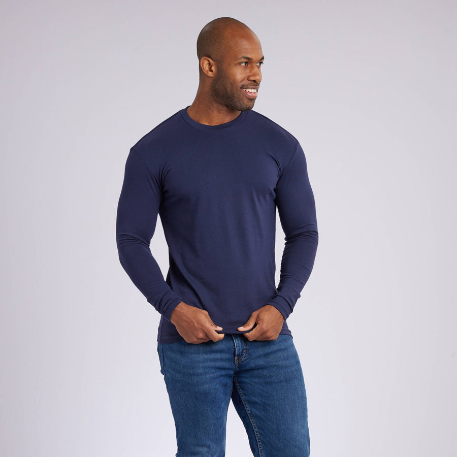 Navy Signature Long Sleeves Crew Neck Tee