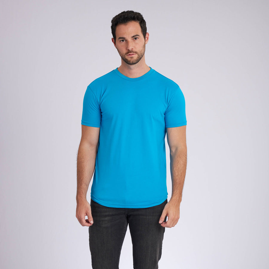 Ocean Blue Signature Curve Hem Crew Neck Tee