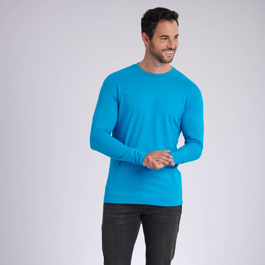 Ocean Blue Signature Long Sleeves Crew Neck Tee