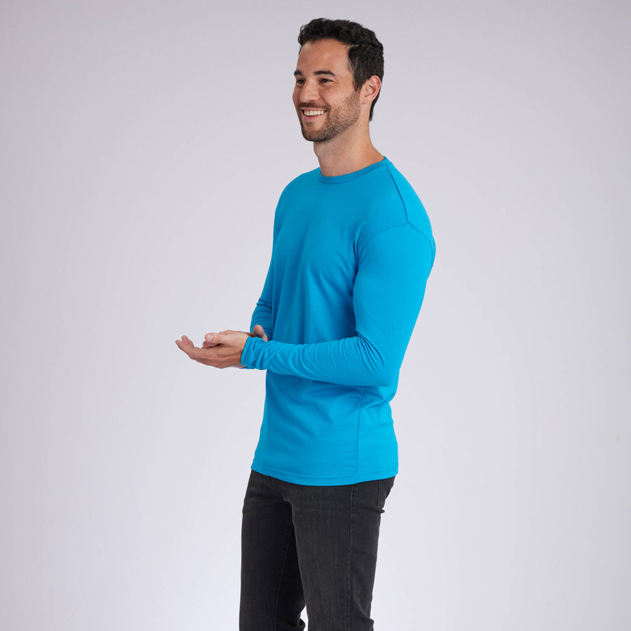 Ocean Blue Signature Long Sleeves Crew Neck Tee