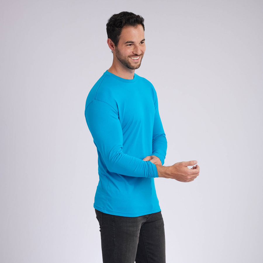 Ocean Blue Signature Long Sleeves Crew Neck Tee