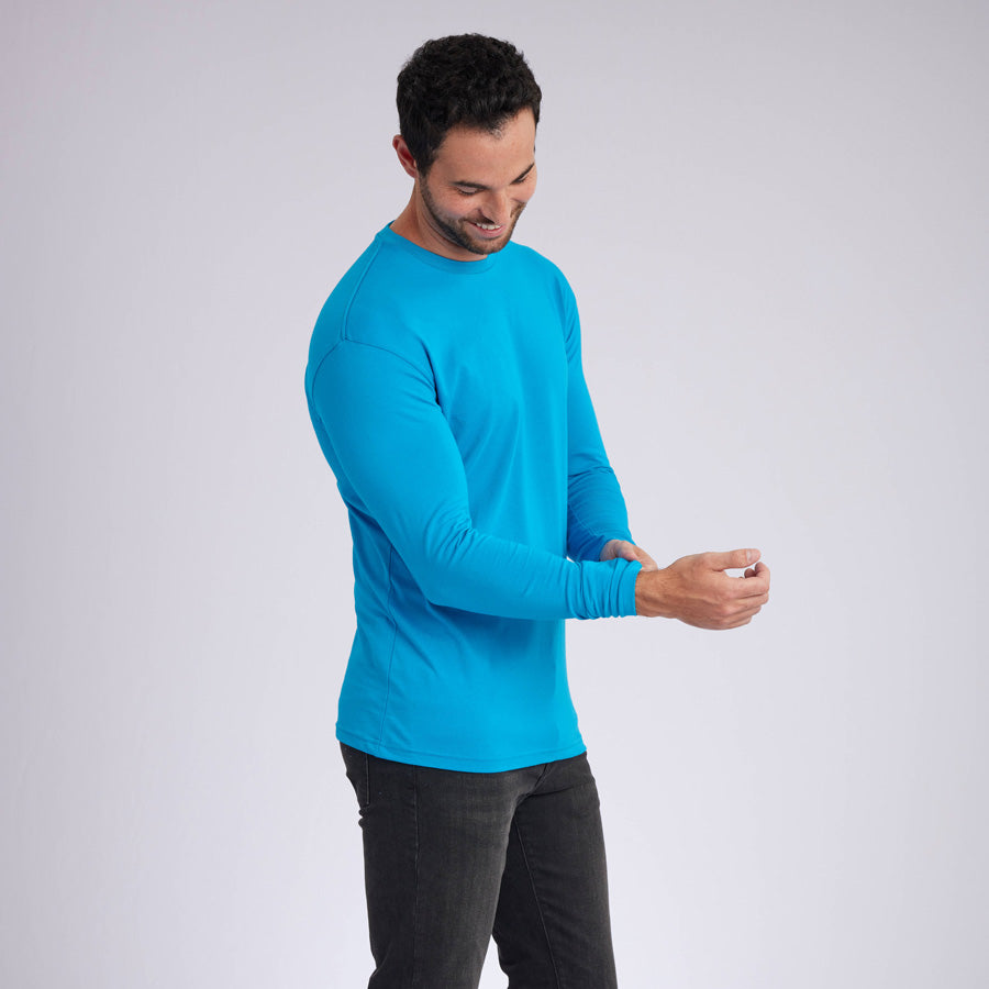 Ocean Blue Signature Long Sleeves Crew Neck Tee