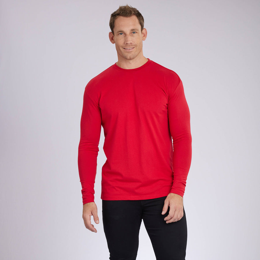 Red Signature Long Sleeves Crew Neck Tee