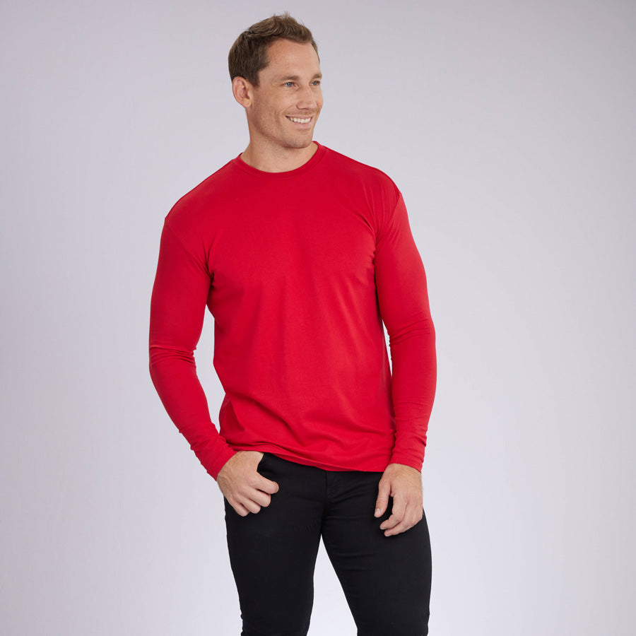 Red Signature Long Sleeves Crew Neck Tee