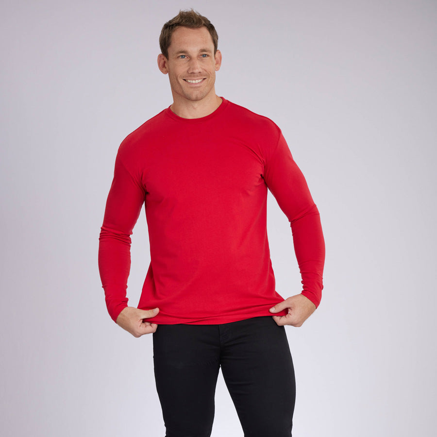 Red Signature Long Sleeves Crew Neck Tee