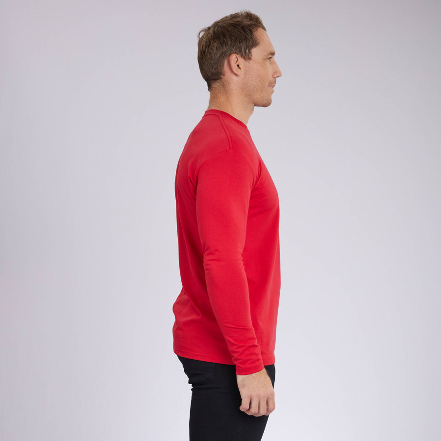 Red Signature Long Sleeves Crew Neck Tee