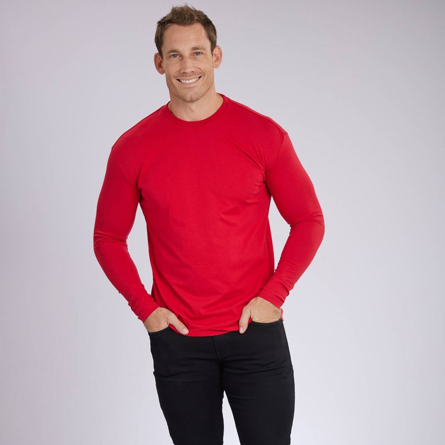 Red Signature Long Sleeves Crew Neck Tee