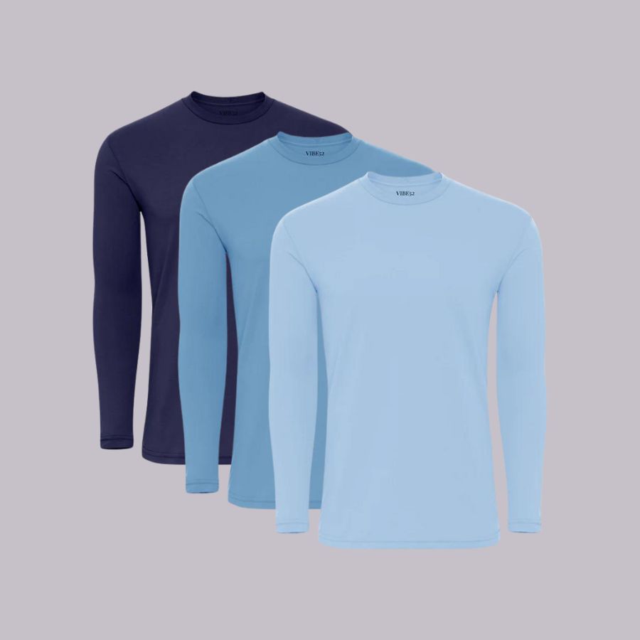 Cool Blues Signature Long Sleeves Crew Neck Tees 3-Pack