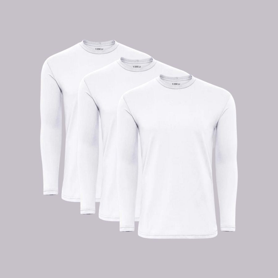 White Classic Signature Long Sleeves Crew Neck Tees 3-Pack