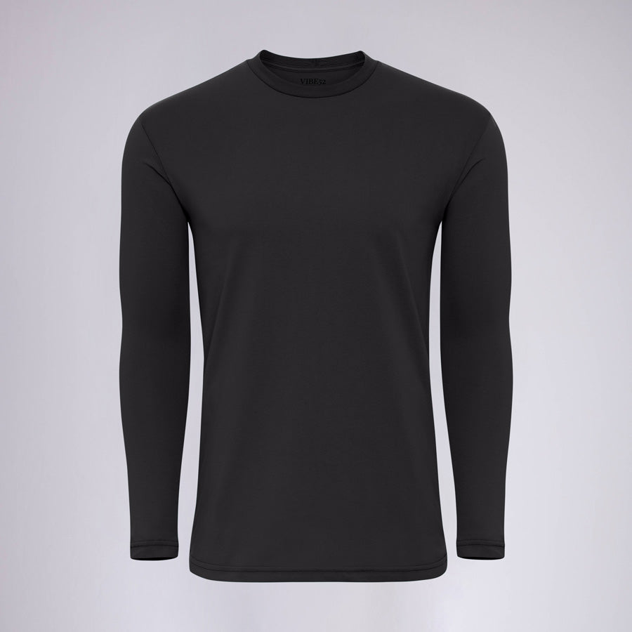 Black Signature Long Sleeves Crew Neck Tee