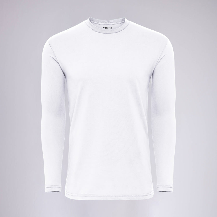 White Signature Long Sleeves Crew Neck Tee