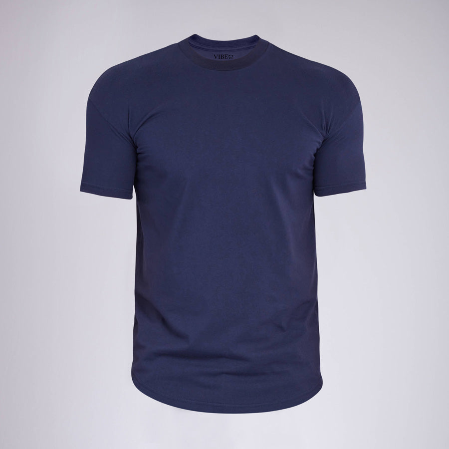 Navy Signature Curve Hem Crew Neck Tee