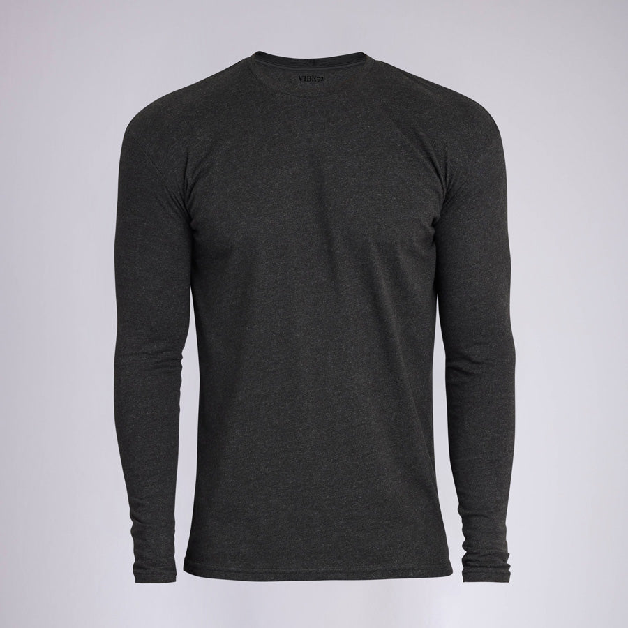 Heather Charcoal Signature Long Sleeves Crew Neck Tee